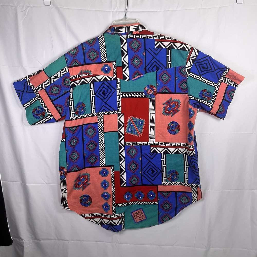 Vtg Frontier Series Western Short Sleeve‎ Shirt Southwest Aztec Men's XL - Picture 3 of 6